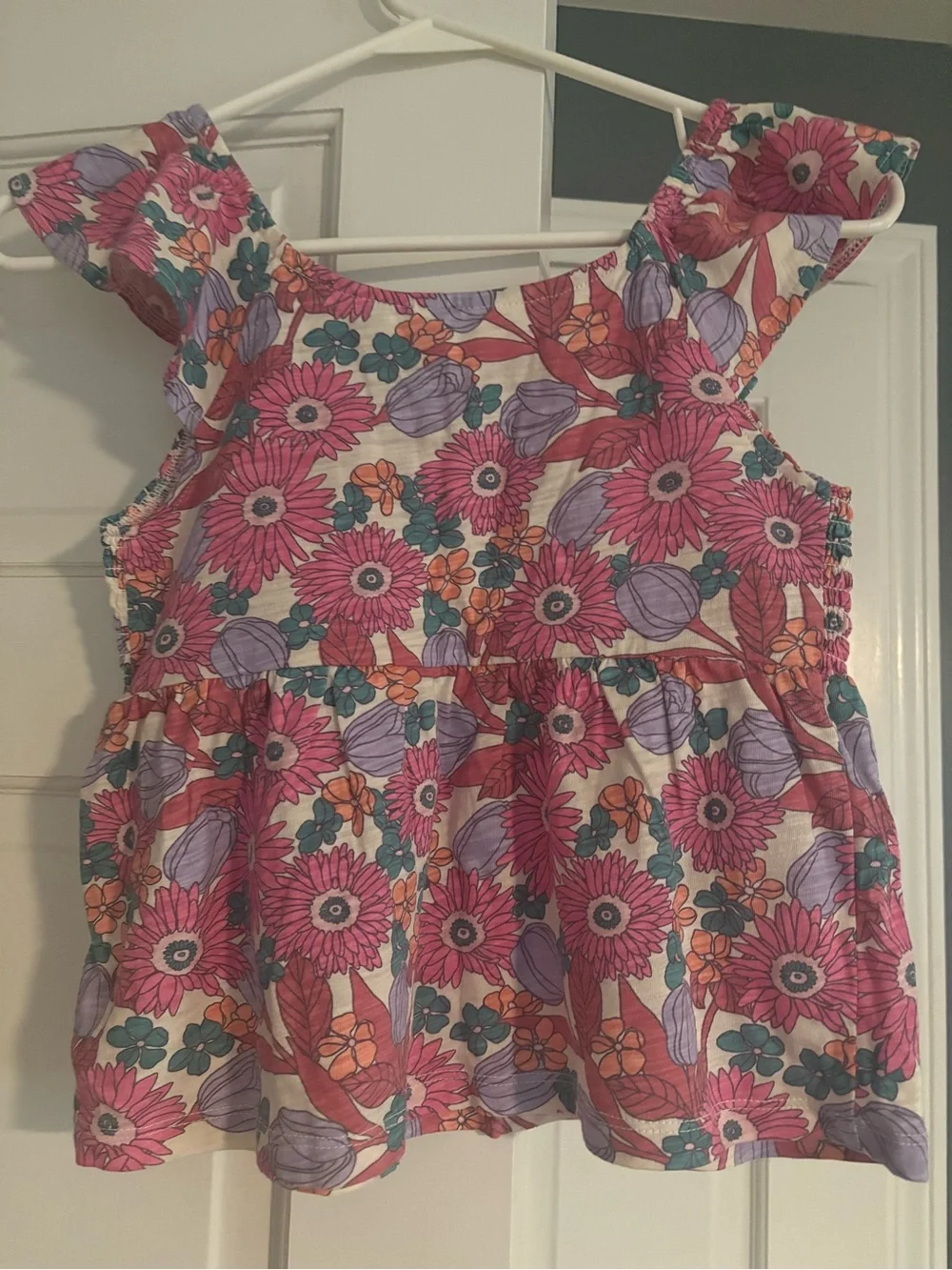 GAP Girls Floral Smocked Tank Top - Pink, Purple & Green